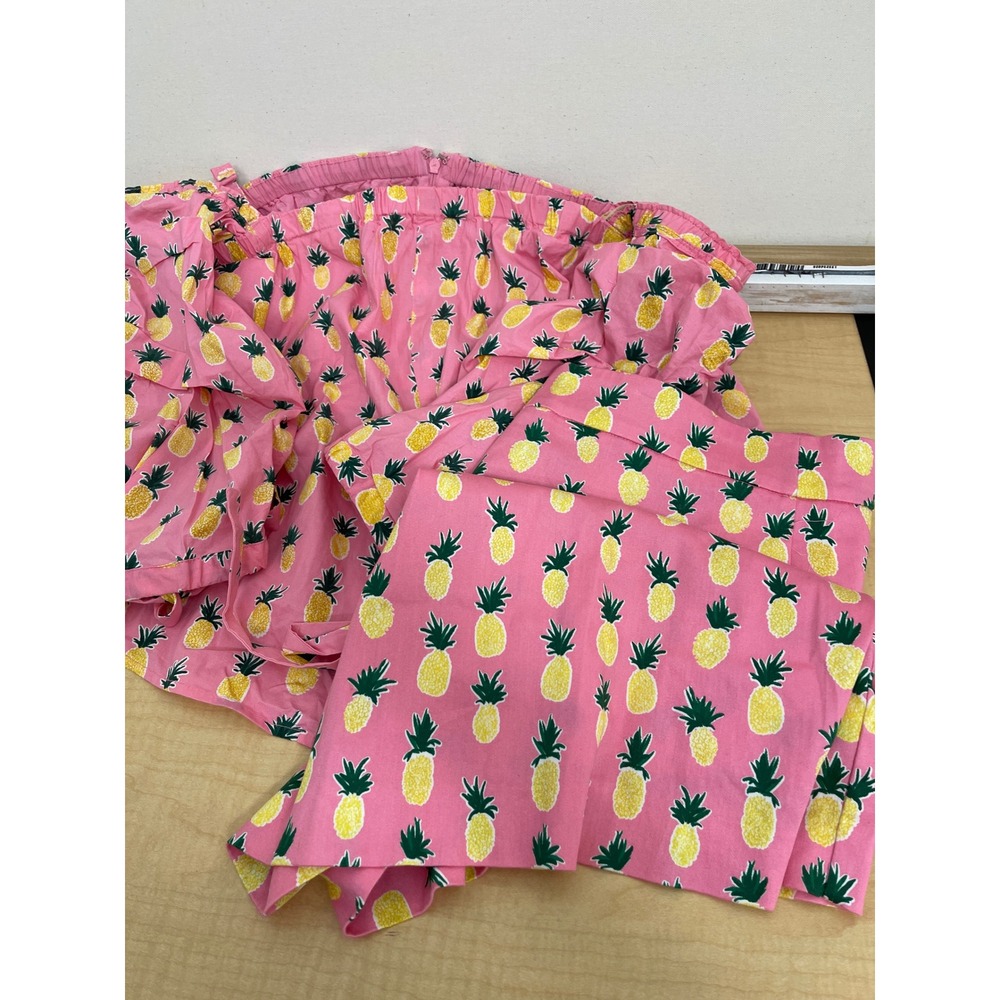 mark. Pink Pineapple Print 2 Piece Set Off Shoulder Puff Sleeve Top and Shorts